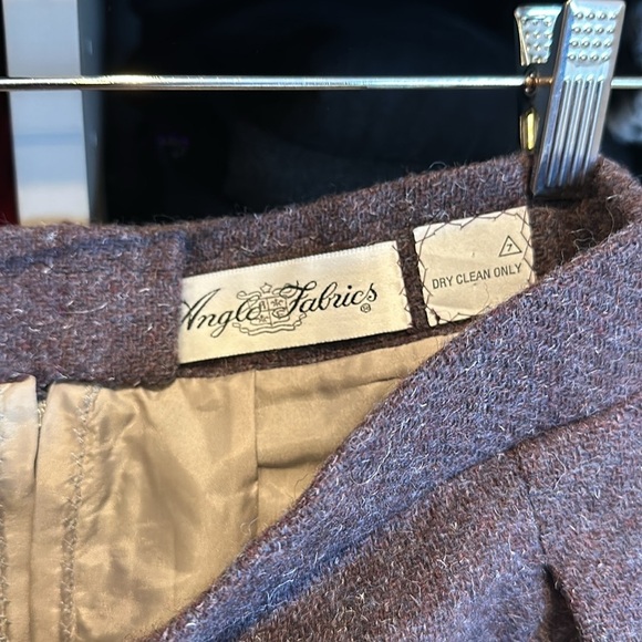 Vintage Angelo Fabrics aubergine pleated back zipper wool skirt size 7 - Picture 2 of 3